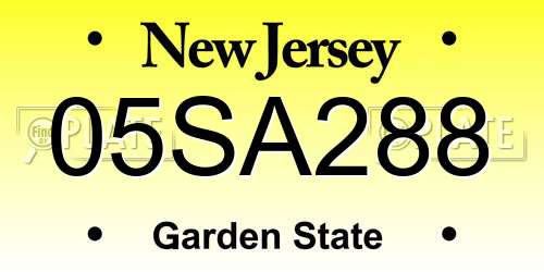 05SA288 New Jersey License Plate