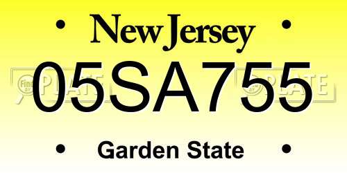 05SA755 New Jersey License Plate