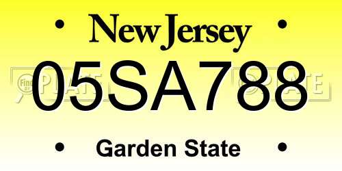 05SA788 New Jersey License Plate