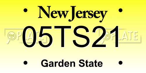05TS21 New Jersey License Plate