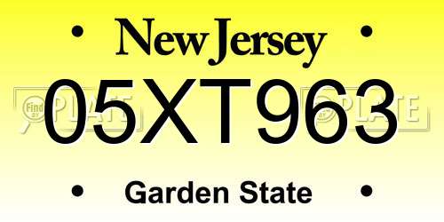 05XT963 New Jersey License Plate