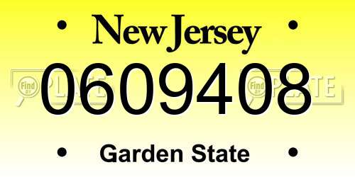 0609408 New Jersey License Plate