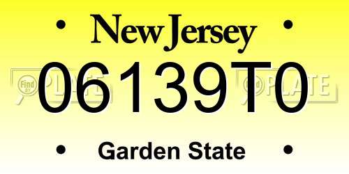06139T0 New Jersey License Plate