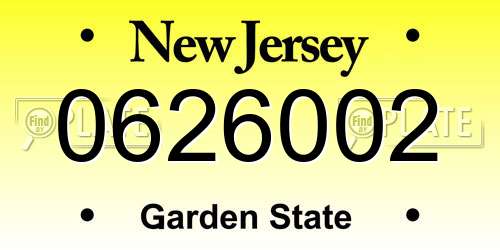 0626002 New Jersey License Plate