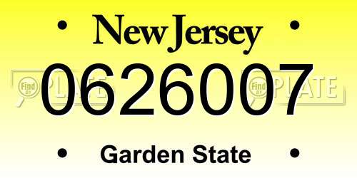 0626007 New Jersey License Plate