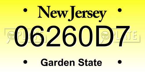 06260D7 New Jersey License Plate
