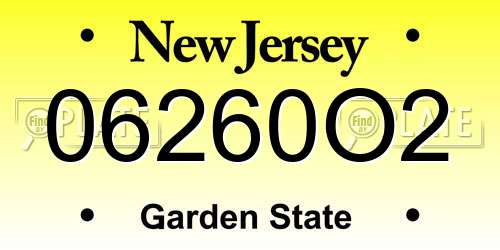 06260O2 New Jersey License Plate