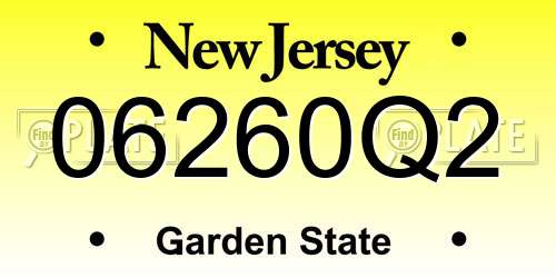 06260Q2 New Jersey License Plate