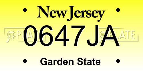 0647JA New Jersey License Plate