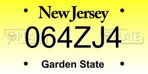 064ZJ4 New Jersey License Plate