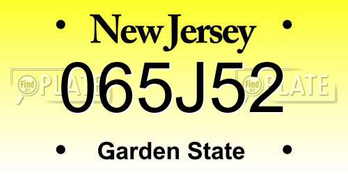 065J52 New Jersey License Plate