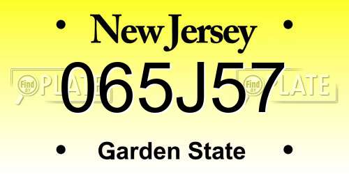 065J57 New Jersey License Plate