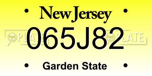 065J82 New Jersey License Plate