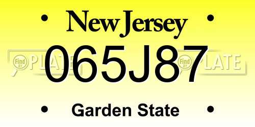065J87 New Jersey License Plate