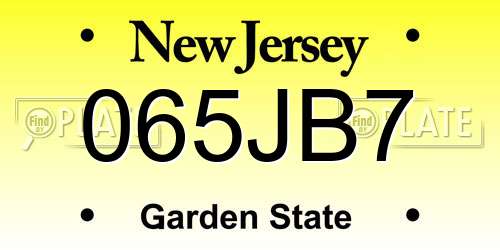 065JB7 New Jersey License Plate