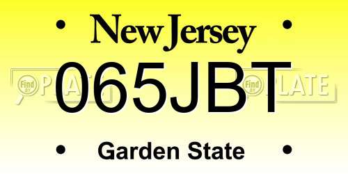 065JBT New Jersey License Plate
