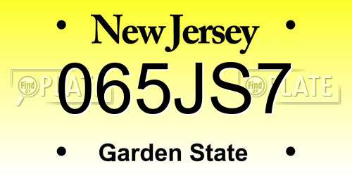 065JS7 New Jersey License Plate