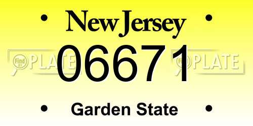 06671 New Jersey License Plate