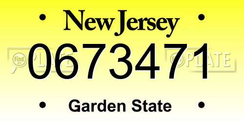 0673471 New Jersey License Plate