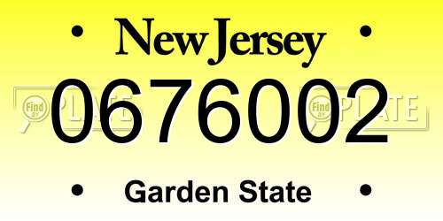 0676002 New Jersey License Plate