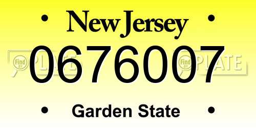 0676007 New Jersey License Plate