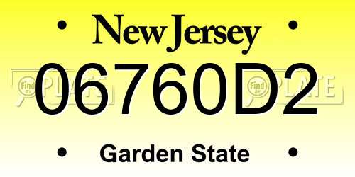 06760D2 New Jersey License Plate