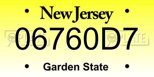 06760D7 New Jersey License Plate