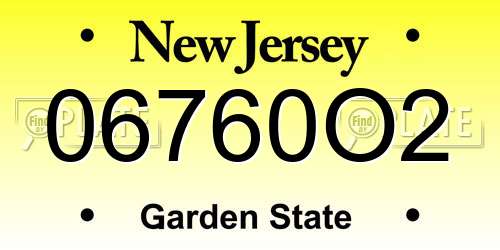 06760O2 New Jersey License Plate