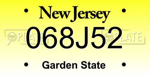 068J52 New Jersey License Plate