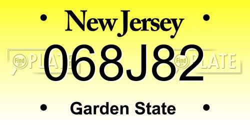 068J82 New Jersey License Plate