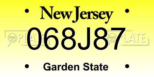 068J87 New Jersey License Plate
