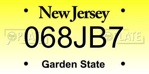 068JB7 New Jersey License Plate