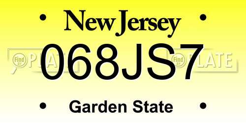 068JS7 New Jersey License Plate
