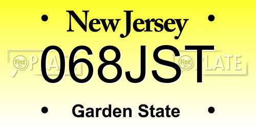 068JST New Jersey License Plate