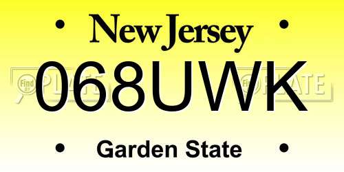068UWK New Jersey License Plate