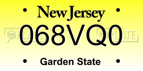 068VQ0 New Jersey License Plate