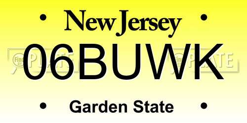 06BUWK New Jersey License Plate