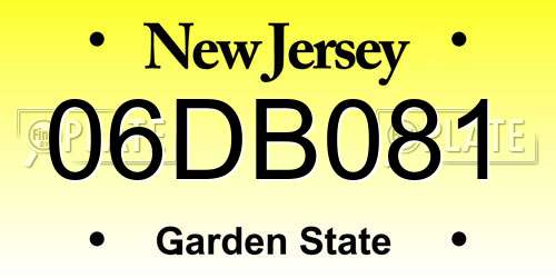06DB081 New Jersey License Plate