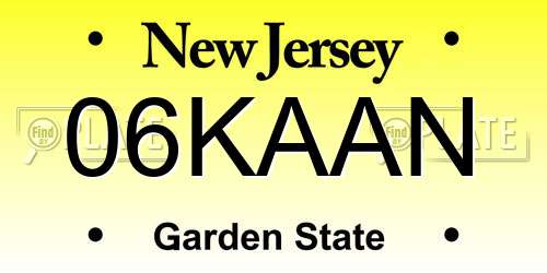 06KAAN New Jersey License Plate