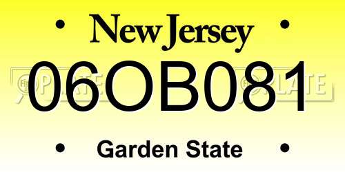 06OB081 New Jersey License Plate