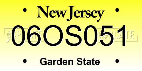 06OS051 New Jersey License Plate