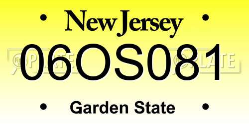 06OS081 New Jersey License Plate