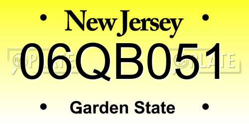 06QB051 New Jersey License Plate