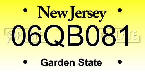 06QB081 New Jersey License Plate