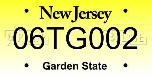 06TG002 New Jersey License Plate