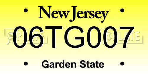 06TG007 New Jersey License Plate