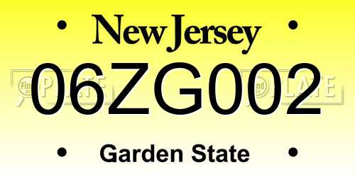 06ZG002 New Jersey License Plate