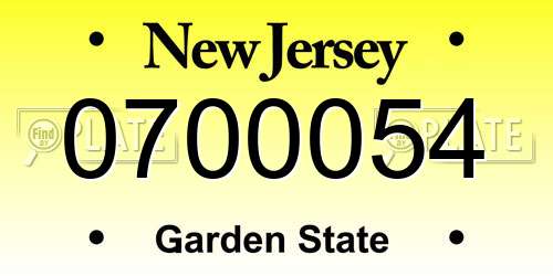 0700054 New Jersey License Plate