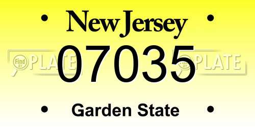 07035 New Jersey License Plate