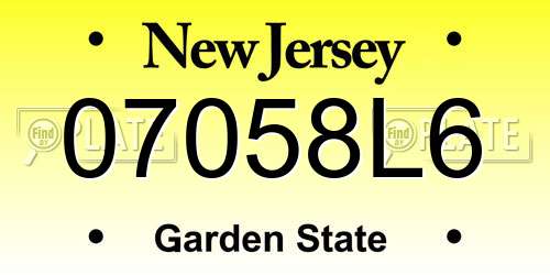 07058L6 New Jersey License Plate